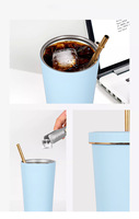 Mug de voyage isotherme en acier inoxydable à double paroi avec couvercle et paille, personnalisable avec logo, 16oz 25oz, coloré, vente en gros