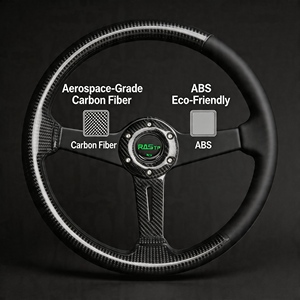 Volant de course JDM modifié Dhsmt universel en PU, aluminium, motif fibre de carbone, 4 cm de profondeur, avec support électroplaqué pour drift - Product Image 5