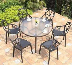 Hot Sale Cheap Price Outdoor Plastic Cafe Furniture PP Patio Simple Durable Modern Garden Dining Chair And Table Set