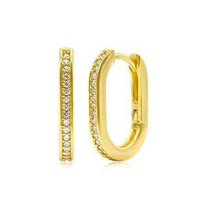 2022 Manufacturer 18k Gold Plated Cubic Zirconia U Shape Western Huggie Hoop Earrings For Women