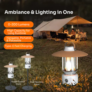 <span class=keywords><strong>Linterna</strong></span> LED Portátil Mini Retro para Camping, Recargable, Impermeable IPX4, Temperatura de Color Ajustable, Luz de Ambiente Regulable para Tienda de Campaña - Product Image 1