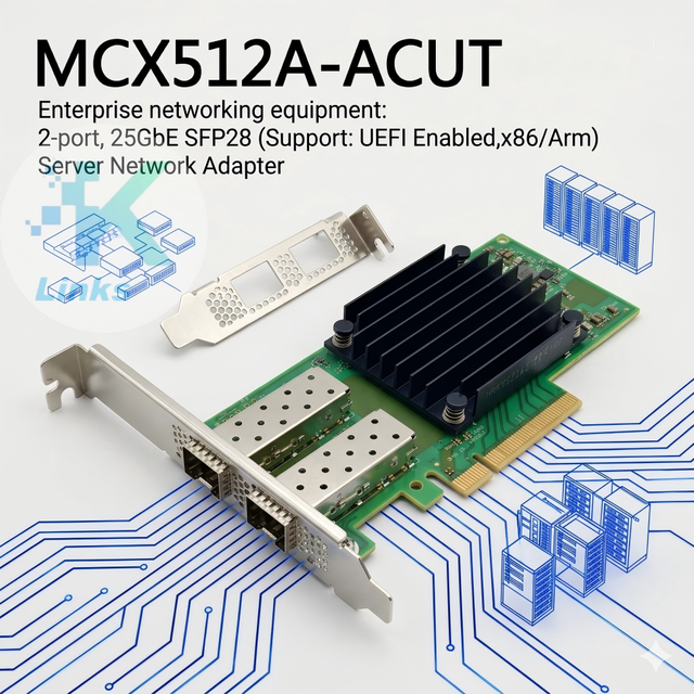 MCX512A-ACUT Mellanox CX-5 10/25GbE Dual-Port SFP28 PCIe3.0x8 Wired Ethernet Adapter for Server Network Interface Card in Stock