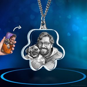 Portachiavi in Cristallo K9 di Alta Qualità con Zampa di Cane o Gatto, Regalo Personalizzato per Amanti degli Animali, Incisione 3D della Foto, Artigianale - Product Image 2