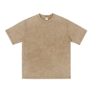 250Gsm 100% Coton Blanc Poids Lourd Surdimensionné Hommes Vintage Lavage À L'acide T-shirt Pour L'impression Avec Étiquettes