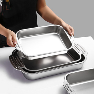 Rôtissoire antiadhésive peu profonde en acier inoxydable pour la cuisson et le service pour barbecue grille-pain poisson et gril - Product Image 3