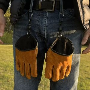 Guantes de barbacoa de cuero vacuno resistentes al calor y antideslizantes, portátiles, ignífugos, de cuero genuino, antideslizantes, para pesca. - Product Image 4