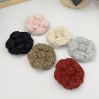 Broche tendance haut de gamme Camélia pour cheveux, 7 cm, style tweed épais, avec nouvelle technologie de placage