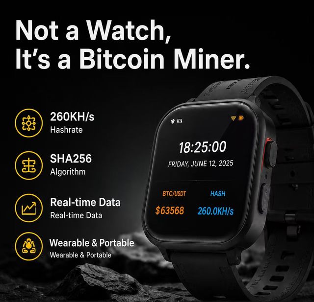 Bitcoin Solo Miner Watch Portable BTC Mining Device Smart Crypto Miner Wearable ASIC Miner