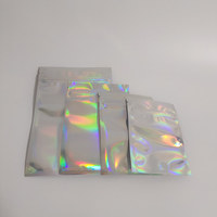 Sacs laminés anti-humidité et anti-odeur pour aliments, 3,5g, 7,0g, 6-8 OZ, 1 livre, avec fenêtre, hologramme réfléchissant arc-en-ciel, pochette autoportante pour snacks