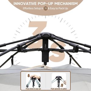 Tente de <span class=keywords><strong>camping</strong></span> hexagonale spacieuse OEM <span class=keywords><strong>pour</strong></span> 3-4 personnes, abri familial avec ventilation intégrale en maille et sac de transport - Product Image 2