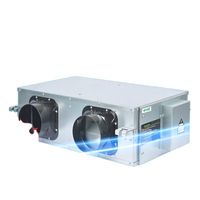 Ventilateur d'air frais bidirectionnel grand format à faible bruit avec système de récupération de chaleur intégrale, en plastique, de forme carrée, à fixation murale