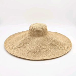 Sombrero de Paja de Ala Ancha Tejido a Mano, Gorra de Rafia sin Acabado para Viajes al Aire Libre - Product Image 1