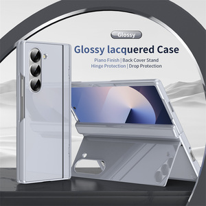 Chiusura a cerniera laccata lucida custodia per cavalletto rigido per Samsung Galaxy Z piega 6 5/piega 3 4 con vetro temperato - Product Image 1