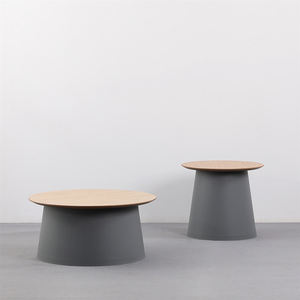 Commercio all'ingrosso mobili di fabbrica moderno nordico soggiorno rotondo Base di <span class=keywords><strong>plastica</strong></span> divano lato <span class=keywords><strong>tavolino</strong></span> con legno di quercia tavolo da tavolo - Product Image 3