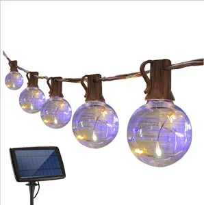 Solar panel IR remote control and timer color light string IP 44,E12 G40 light bulb outdoor Christmas birthday party