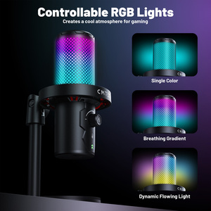 Microphone de jeu filaire USB Type C 2 en 1 avec lumière RGB, suppression du bruit, microphone pour <span class=keywords><strong>ordinateur</strong></span> avec support de <span class=keywords><strong>bureau</strong></span> en aluminium - Product Image 5