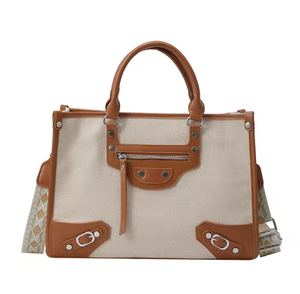 Bolso de Mujer Casual a la Moda, Estilo Retro, Bolso de Mano de Gran Capacidad, Bolso Bandolera de Lona con Cremallera - Product Image 6