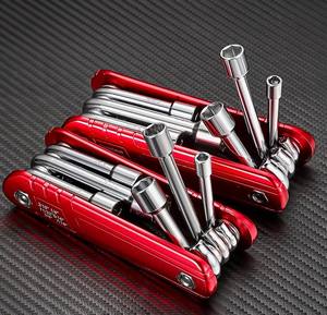 Juego de Llaves Plegables Compactas Rojas con Puntas Hexagonales de Acero al Cromo Vanadio, Herramienta Manual de Doble Extremo para Reparación de Bicicletas - Product Image 4
