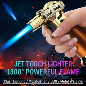 Encendedor de Antorcha Portátil <span class=keywords><strong>a</strong></span> Gas Butano Recargable, Resistente al Viento, de Alta Temperatura, con Ventana Visible, para Barbacoa, Camping, Cigarros y Moxibustión - Product Image 2
