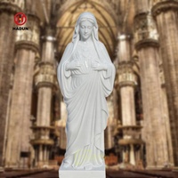 Statue de Vierge en Marbre grandeur nature sculptée à la main de jardin extérieur Sculpture en pierre de Notre-Dame de Lourdes