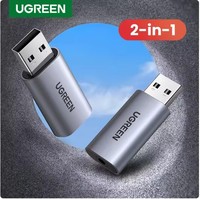 CM383 UGREEN USB zu Audio-Buchse USB Externe Soundkarte 3,5mm Audio-Adapter 2-in-1 USB-A zu Aux TRRS Kopfhörer-Adapter