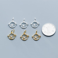 Pendentifs breloques en argent sterling S925 plaqué or avec zircone, motif planète et étoile creux, pour la création de colliers DIY et de bijoux permanents