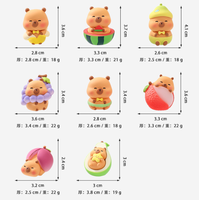 Breloques en résine 3D Capybara, fruits, kawaii, dessin animé, miniatures, ornements pour maison de poupée