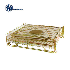 Caisse de stockage en métal à mailles avec patins, capacité de 400 kg, pour préformes PET, 1210x1010xH1175 F22, usage léger - Product Image 4