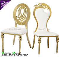 Chaise de Dîner Nordique Banquet en Acier Inoxydable Or et Blanc, Meilleures Ventes, Chaises Métalliques pour Hôtels et Événements de Mariage