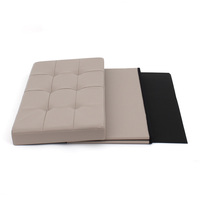 Repose-pieds pliable moderne en cuir blanc, banc ottoman rectangulaire, siège gain de place pour salon