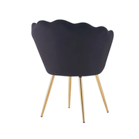 Chaise de salle à manger en velours violet avec pieds en métal, chaise d'appoint rembourrée, dossier festonné, mobilier moderne pour appartement