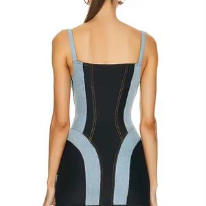 ชุดเดรสยีนส์คุณภาพสูงสำหรับผู้หญิง สายเดี่ยวเซ็กซี่ สไตล์วินเทจ ล้างสีแบบเอซิด ทรงเข้ารูป มินิเดรสสำหรับฤดูร้อน - Product Image 6