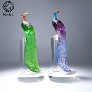 고대 스타일 Liuli 공작 장식 다채로운 새 입상 홈 장식 거실을위한 예술 선물 - Product Image 2