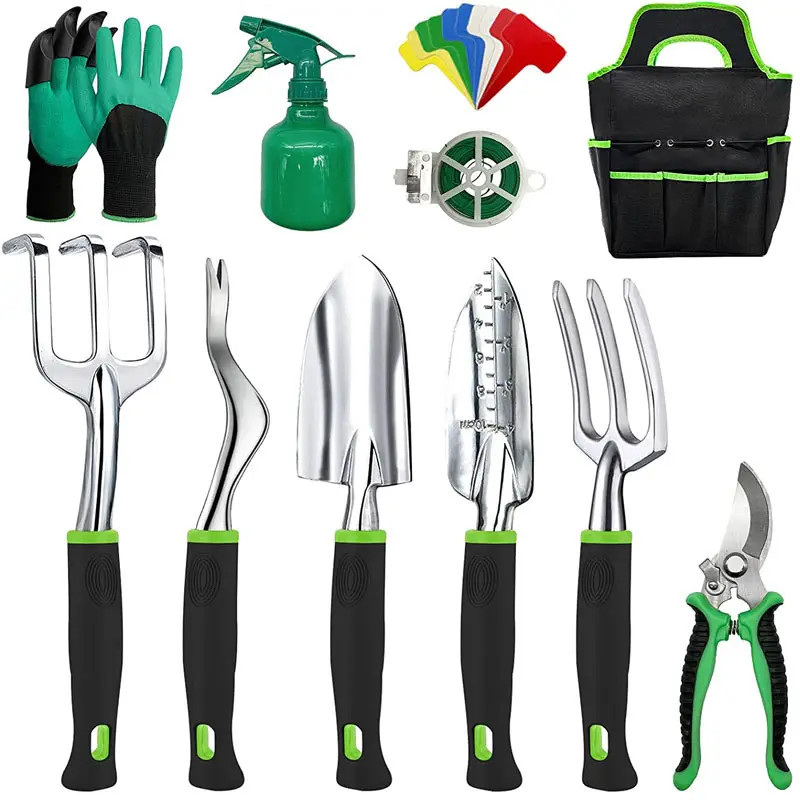 DD2352 42 pièces Kit d'outils de jardin avec sac fourre-tout de rangement travail à la main en plein air ensemble d'outils de jardinage robustes en acier inoxydable