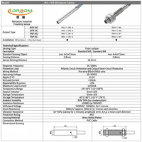 Capteur de proximité inductif miniature LORDDOM M3, corps lisse, 0,8 mm, NPN PNP NO NC, 3 fils, DC 10-30V, IP67, nickelé
