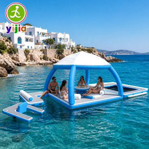 Plataforma Flotante Inflable Personalizada con Toldo, para Lago, Mar o Yate - Product Image 1