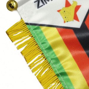 Custom Zimbabwe Satin Mini Flag <b>Banner</b> with Yellow Tassels Digital Printed Car Pennant - Product Image 6