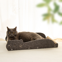 Lit-griffoir pour chat en feutre de polyester écologique avec panneau latéral tête de chat, coussin de détente pour chaton, mobilier pour animaux de compagnie