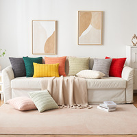 Taie d'oreiller lavable en velours côtelé à rayures de couleur unie-Housse de coussin à fermeture à glissière super douce pour hôtel 18x18 20x20 pouces pour canapé chambre à coucher