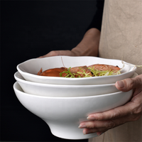 Bol à nouilles instantanées en céramique surdimensionnées, de style ramen, blanc pur, vaisselle d'hôtel