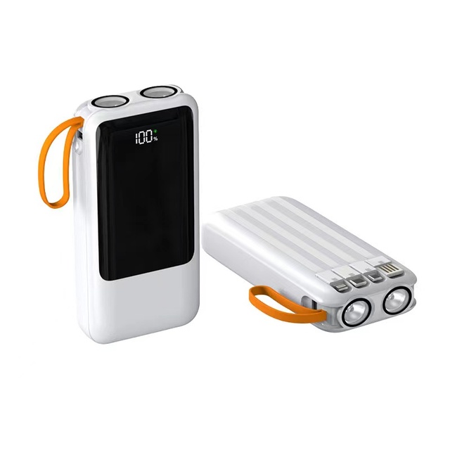 Best Selling Power Bank 20000mah Fast Charging QC 3.0 PD 22.5w LED Display With Flashlight Built in 4 Cable Powerbank