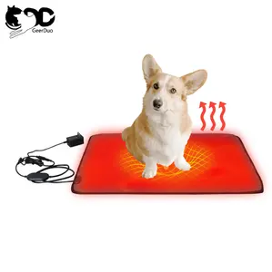 GeerDuo Pet Gravity Sensor Temperature Adjustable Electric Dog Cat Heating Heated Pad Mat with Chew Resistant Cord