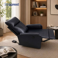 Sofá Reclinable Eléctrico Moderno con Función de Masaje, Estructura Metálica, Tapicería de Cuero PU, Sillón Reclinable Giratorio para Sala de Estar