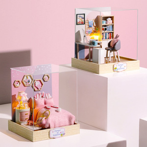 บ้านไม้จิ๋ว DIY รุ่นแฮปปี้ พาวิลเลียน ของขวัญแฮนด์เมดสุดสร้างสรรค์สำหรับวันเกิดเด็กผู้หญิง วันวาเลนไทน์ บรรจุในกล่องสี - Product Image 6