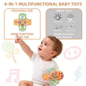 Nuevos Juguetes <span class=keywords><strong>Sensoriales</strong></span> para Bebés: Sonajeros y Mordedores Manhattan Ball de Grado Alimenticio - Product Image 5