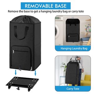<b>Extra</b> <b>Large</b> Rolling <b>Laundry</b> <b>Basket</b> with Removable Wheels & Zipper Lid Freestanding <b>Laundry</b> Hamper Collapsible Bag for Clothes - Product Image 3