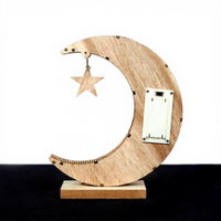 Ornements de lune, artisanat lumineux arabe musulman, décorations rustiques, croissant de lune en bois, décoration de festival, écologique