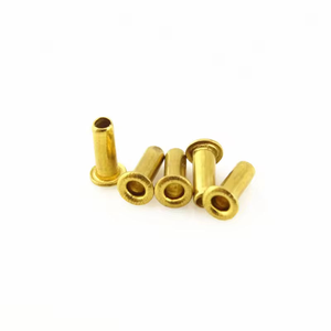 Rivets tubulaires en laiton plaqué argent en forme de corne, personnalisés, pour cuir, rivets tubulaires creux - Product Image 1