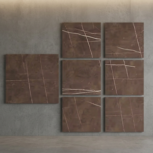 Pulpi Brown High Gloss Marble Look Glazed Porcelain Floor Tiles Luxury Interior Design 80x80cm - Product Image 1