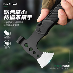Hacha Multifuncional para Camping con Mango Extendido, Herramienta de Martillo, Hacha/Martillo de Supervivencia Plegable Portátil Táctica para Exteriores - Product Image 3